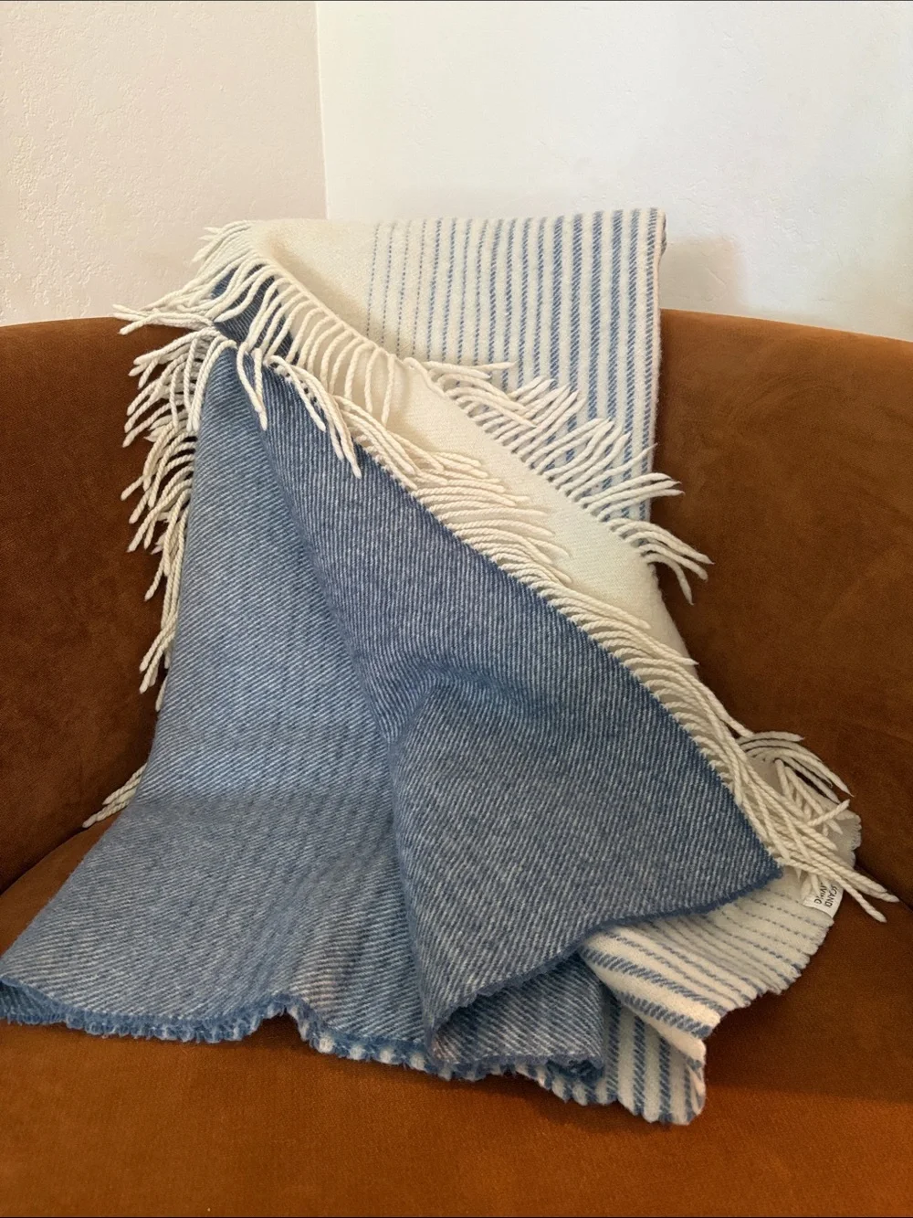Scandi Living Pure Wool Striped Throw Blanket